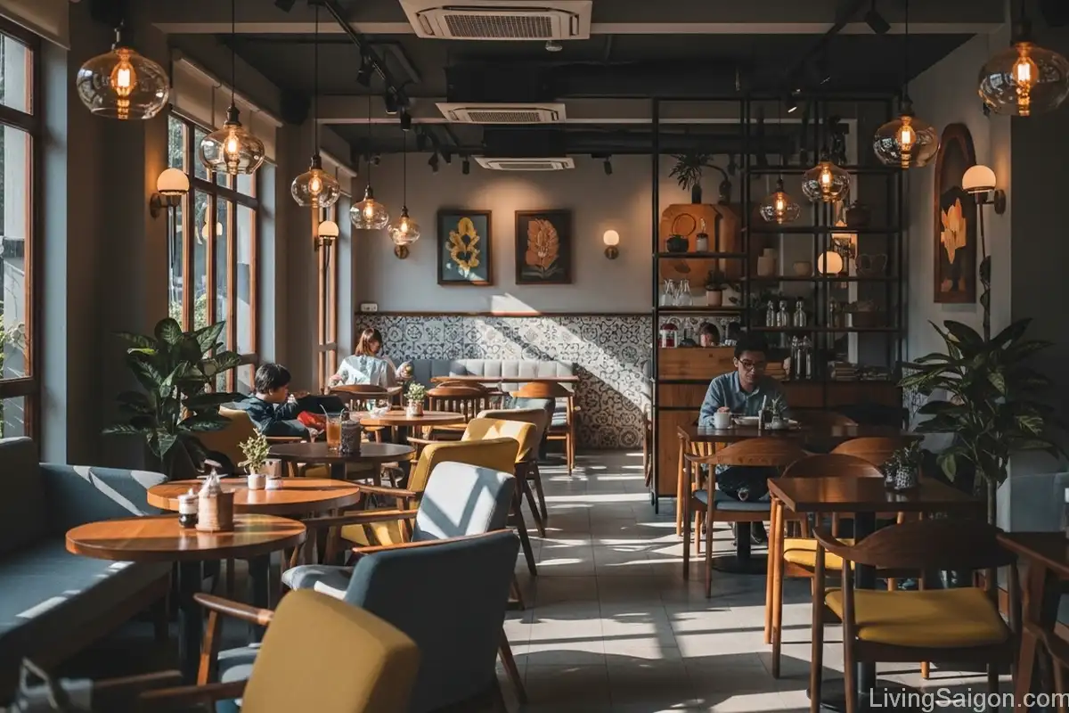 brunch cafe interior ho chi minh city modern design