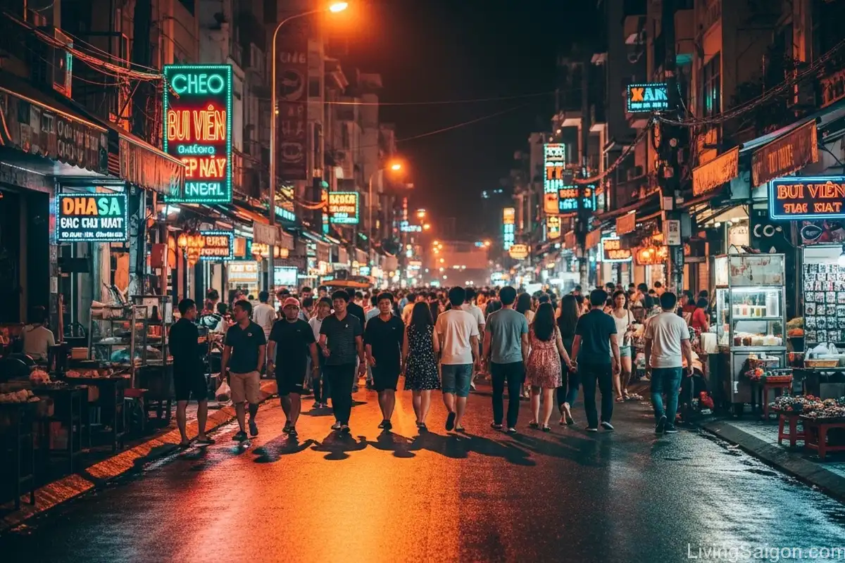 bui vien street ho chi minh city nightlife crowd