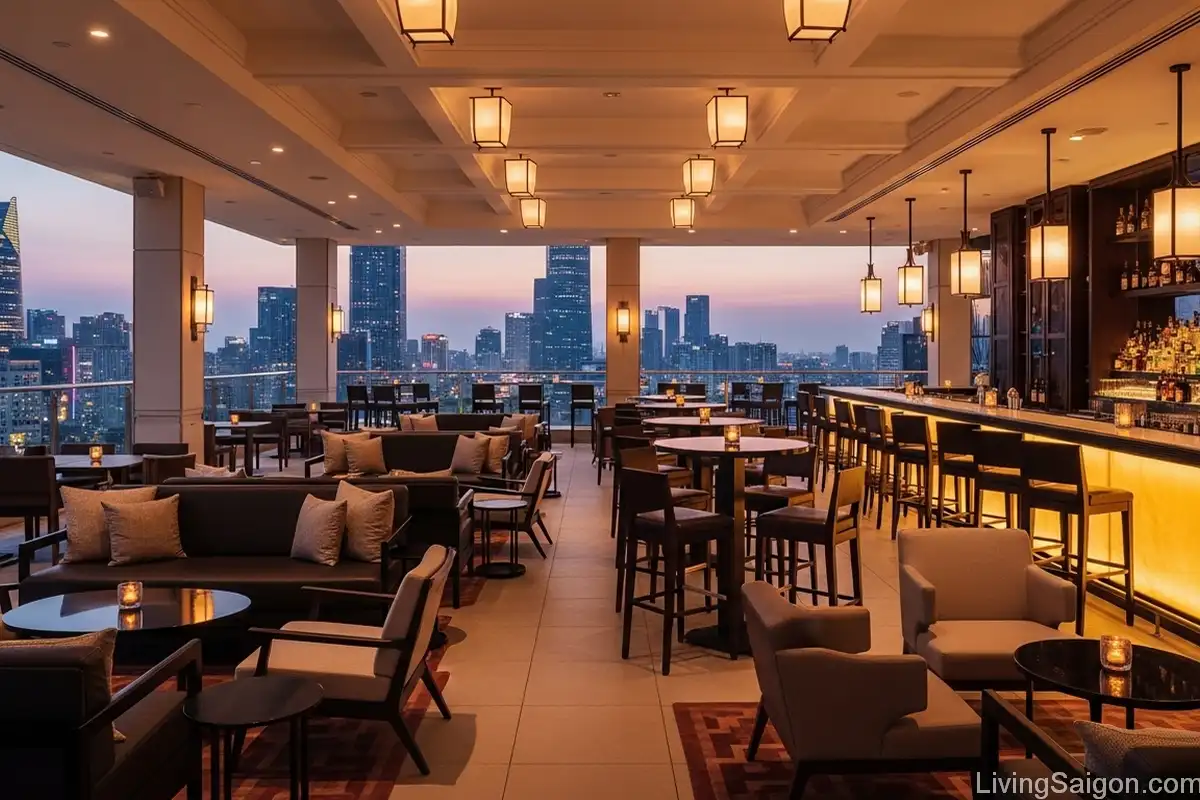 luxury rooftop bar ho chi minh city skyline