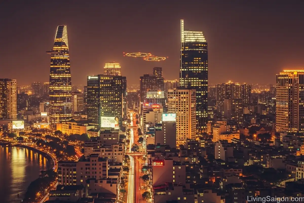 saigon nightlife city skyline night